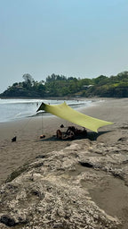 Neso Grande Portable Beach Tent Sun Shelter - Lightweight Beach Shade Canopy - Easy Setup for Family Outings - Patented Reinforced Corners - UPF 50+ Sun Protection - 7ft Tall, 9 x 9ft