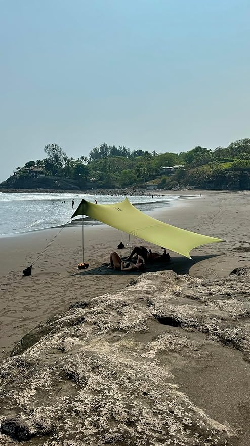 Neso Grande Portable Beach Tent Sun Shelter - Lightweight Beach Shade Canopy - Easy Setup for Family Outings - Patented Reinforced Corners - UPF 50+ Sun Protection - 7ft Tall, 9 x 9ft