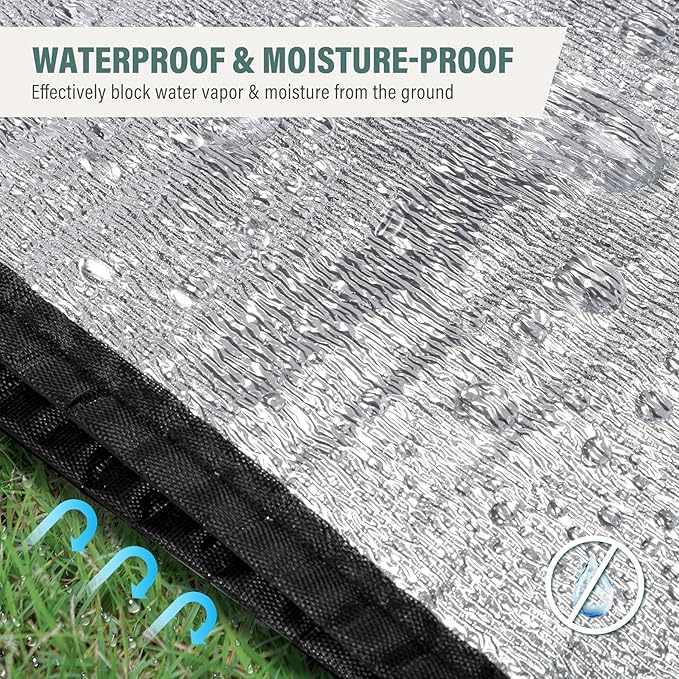 REDCAMP 79"x59" Camping Mat Foam Foil Blanket, Waterproof Aluminum Foil Mat Sleeping Tent Pad for Outdoor Picnic,Camping,Beaches