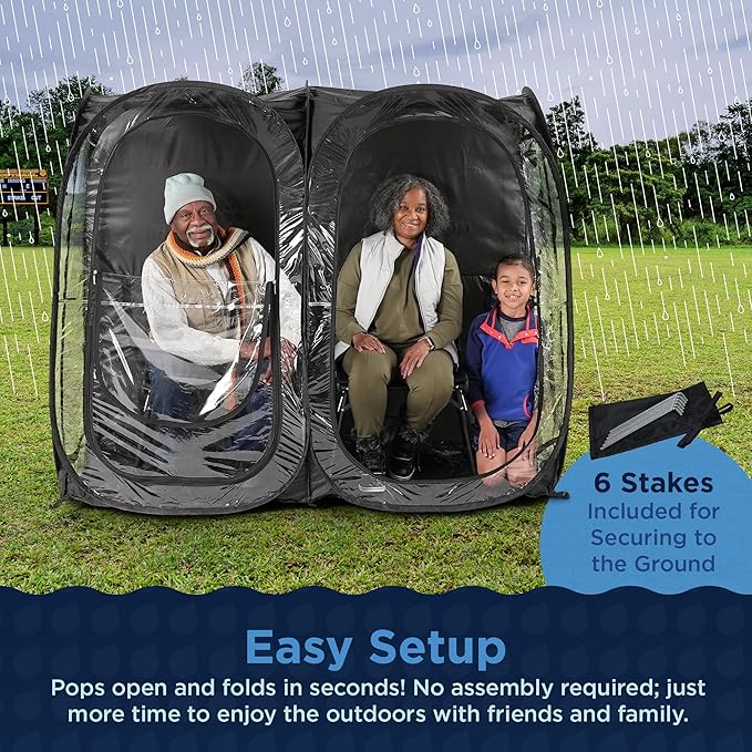 WeatherPod® The Original Shark Tank Side-by-Side™ 2-4 Person Pop-Up Pod - Stay Warm, Dry, and Out of The Sun - Weather Pod for Sports, Rain, or Wind - Simple to Set Up and Tear Down