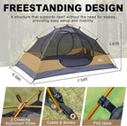 2 Person Backpacking Tent, Waterproof Windproof Two Person Tent, Lightweight Easy Setup 2 Man Tent for Camping Hiking Cycling