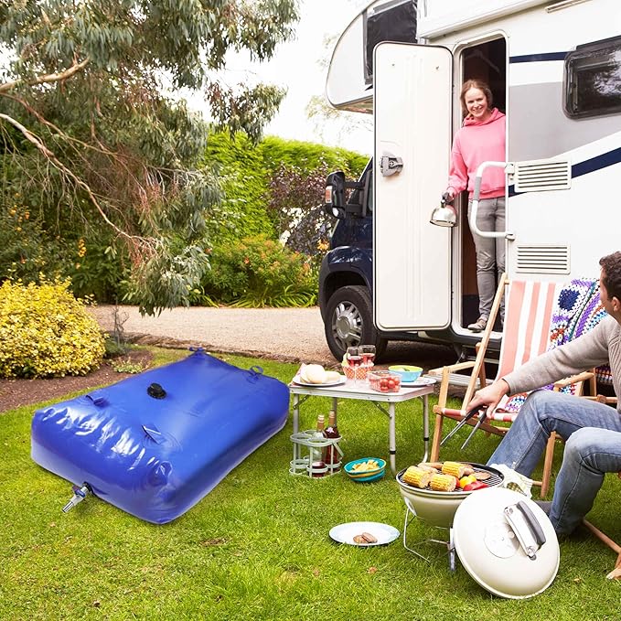 400 L/105.7 gal Water Storage Bladder Container Large Capacity Foldable Portable Water Tank Urgency Water Bladder Soft Water Bag RV Camping Garden Watering Field Irrigation 1000D