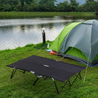 2 Person Folding Camping Cot for Adults, 50" Extra Wide Portable Sleeping Cot with Carry Bag, 300 lbs Capacity Elevated Camping Bed for Outdoor, Beach, Hiking, Black