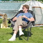 2 Pack Oversized Camping Chair, Portable Folding Padded Camp Chairs with Side Pocket, Cup Holder, Heavy Duty Support 500LBS Outdoor Lounge Chair for Adults, Fishing, Sports, Trip, Black