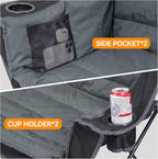 3 Person Camping Chairs Folding Double Camping Chair Portable Oversized Loveseat Padded Camp Chair Heavy Duty Camping Couch for Adults Outdoor Lawn with Two Cup Holders and Carry Bag
