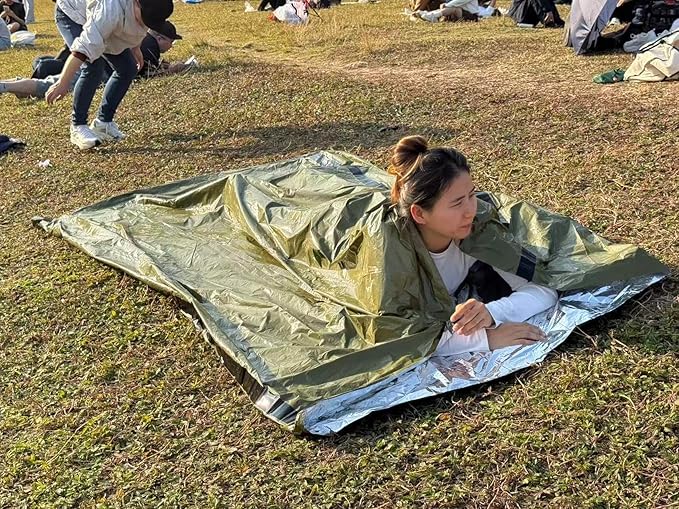 Emergency Survival Tent Kit - 2-Person Mylar Thermal Shelter, Waterproof Windproof Reusable Tube Tent with Whistle & Paracord, Compact Lightweight for Camping, Hiking, Emergency Prep