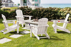 SERWALL Adirondack Chair with Cup Holders - Composite Adirondack Chairs Set of 8 HDPE Outdoor Chairs All Weather Use- White