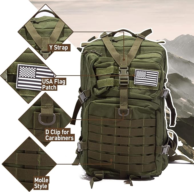 Bug Out Bag Backpack - 50L Tactical Backpack - Great for Survival Essentials (Navy)