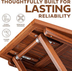 Melino Wooden Folding Outdoor Side Table 18x16x16 in, FSC Certified Acacia Wood Weatherproof Small Table for Patio, Porch, Pool, Backyard, Garden, Balcony & Deck - Chestnut
