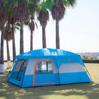KTT Extra Large Tent 10-12-14 Person(B),Family Cabin Tents,2 Rooms,3 Doors and 3 Windows with Mesh,Straight Wall,Waterproof,Double Layer,Big Tent for Outdoor,Picnic,Camping,Family Gathering