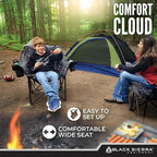 Black Sierra Oversized Camping Chair for Adults – 400 lb Heavy Duty Folding Chair with Cup Holders & Carry Bag