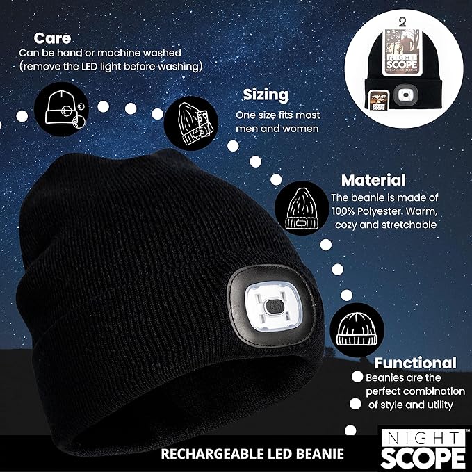 Classic Rechargeable LED Warm Knit Beanie Head Light Hat Headlamp for Outdoor Activities