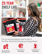 ReadyWise Prepper Pack Bucket - 52 Servings Emergency Food Supply, Survival Kit, Protein Meals, Dehydrated & Freeze Dried Food, Ready to Eat Camping Essentials, up to 25 Year Shelf Stable Life