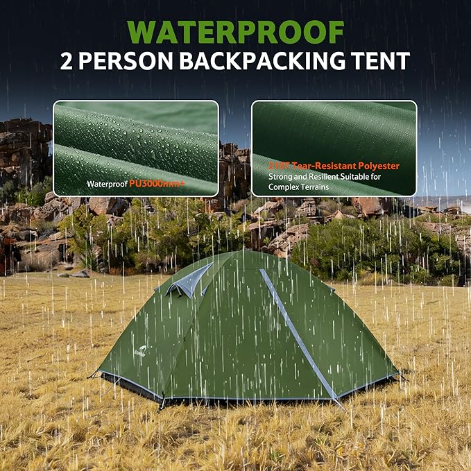 Naturehike Bleik 2-3 Person Camping Tent, Waterproof Double Layer Lightweight Backpacking Tents for Camping