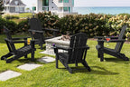 SERWALL HDPE Folding Adirondack Chair with Dual Cup Holder - Composite Adirondack Chair Set of 6- Black