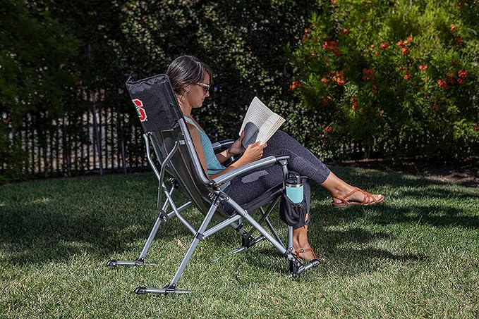 Picnic TIME NCAA Unisex-Adult NCAA Outdoor Rocking Camp Chair, XL Heavy Duty Camping Chair for Adults