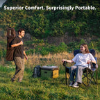 East Oak Oversized Camping Chair | Heavy Duty Camping Chairs | 500LBS Support, 600D Oxford, Cup Holder & Side Pocket | Ideal for Camping, Beach, Sports Events| Blue&Grey