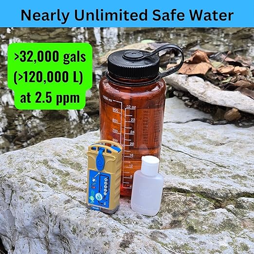 H2gO Global Survival Water Purifier, 2.5 mg/L, Camping Water Purifier, Tactical Survival Gear, Emergency Water Filtration. Hiking Gear Essential with Virtually Unlimited Purification.