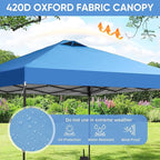 GDY 12x12 Pop Up Canopy Patio Carpas, One Push Set up with Central Lock Canopy with Wheeled Carry Bag, Included 4 Sandbaogs,8 Stakes and 4 Ropes, Blue