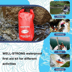 Waterproof First Aid Kit Roll Top Boat Emergency Kit with Waterproof Contents for Fishing Kayaking Boating Swimming Camping Rafting Beach Red