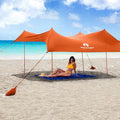 Red Suricata Family Beach Tent & Canopy, UPF50 Sun Shade, 4 Aluminum Poles, Sand Shovel, Large Portable Sun Shelter (Large, Orange)