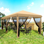 Outsunny 10' x 20' Pop Up Canopy Tent with Netting, Heavy Duty Instant Sun Shelter, Large Tents for Parties with Carry Bag for Outdoor, Garden, Patio, Beige