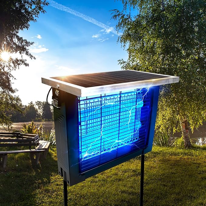 Solar Bug Zapper for Outdoor with 13FT Extension Cord for 2500 sq.ft, Portable Rechargeable Electric Mosquito Zapper with High Powered, Waterproof Solar Zapper for Patio Garden Backyard RV Camping