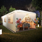 EROMMY 10x30FT Outdoor Party Tent, White Waterproof Event Canopy with 6 Removable Sidewalls & 2 Zipper Doors for Wedding, Birthday, BBQ, and Holiday Celebrations