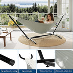 Double Hammocks with Stand for Outside, Portable Space Saving Heavy-Duty Steel Stand for Indoor Outdoor Patio with Carrying Bag, 450 lbs Capacity