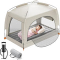 QPAU Inflatable Toddler Travel Bed with Tent – Lightweight Blow Up Kids Air Mattress with Hand Pump – Indoor & Outdoor Portable Sleeping Solution for Camping, Travel, Home, Grandma’s – Ages 3+