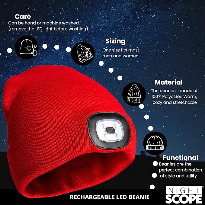 Classic Rechargeable LED Warm Knit Beanie Head Light Hat Headlamp for Outdoor Activities
