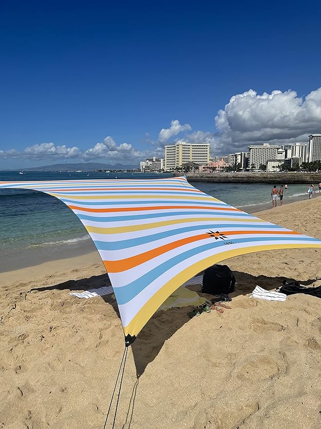 Neso Grande Portable Beach Tent Sun Shelter - Lightweight Beach Shade Canopy - Easy Setup for Family Outings - Patented Reinforced Corners - UPF 50+ Sun Protection - 7ft Tall, 9 x 9ft