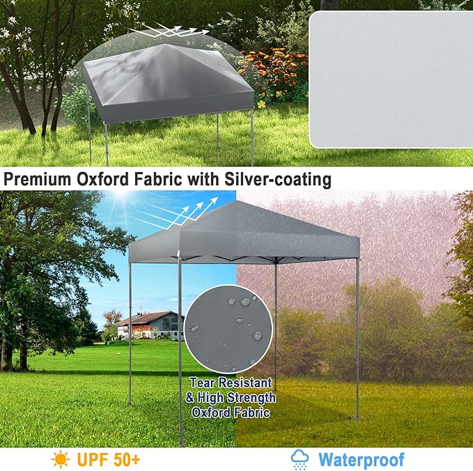 Tangkula 6.6x6.6 Ft Pop Up Canopy, 1 Person Instant Setup Canopy Tent with Center Lock, UPF 50+ Sun Protection, 8 Stakes, 4 Ropes, Portable Outdoor Canopy with Carrying Bag