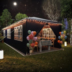 EROMMY Outdoor Party Tent 10x30 FT, Waterproof PE Canopy with 6 Removable Sidewalls and 2 Zipper Doors for Weddings, Events, Backyard Parties, Blue