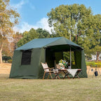 Inflatable Camping Tent with Hand Pump Waterproof Outdoor Blow up Tent 2-8 Person Oxford 4 Season Glamping Air Tent Cabin House with Mesh Windows & Door