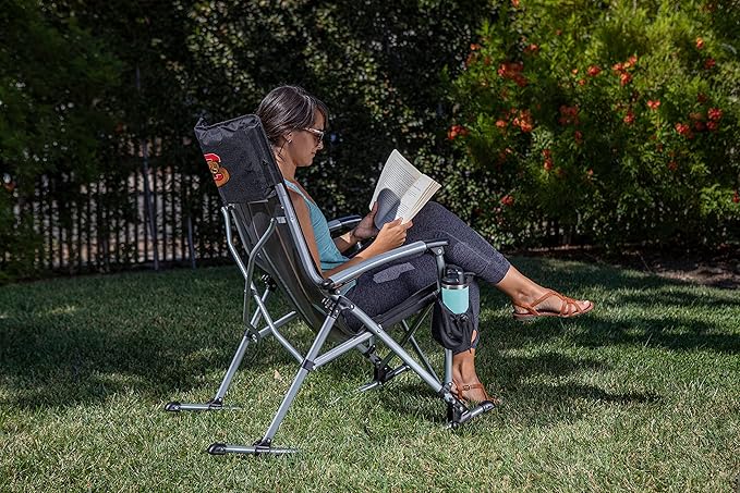 Picnic TIME NCAA Unisex-Adult NCAA Outdoor Rocking Camp Chair, XL Heavy Duty Camping Chair for Adults