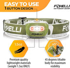 Foxelli LED Headlamp Flashlight for Adults & Kids, Running, Camping, Hiking Head Lamp with White & Red Light, Comfortable Headband, Lightweight & Waterproof, 3 AAA Batteries