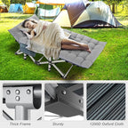 ABORON Folding Camping Cot W/Mat for Adults, Heavy Duty Outdoor Bed with Carry Bag,1200 D Layer Oxford Travel Camp Cots