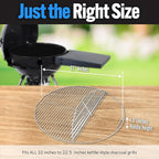 SnS Grills EasySpin Charcoal Grill Cooking Grate, 304 Stainless Steel, Large Hinged Opening, Perfect for 2-Zone Cooking, Replacement Grate Compatible with Weber & Other Grills - Fits 22” Kettles