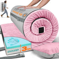 3 Inch Memory Foam Camping Mattress, Dual Layer Thick Sleeping Camp Pad for Car Tent Cot, Roll-Up Portable Glamping Floor Bed for Guests Sleepover