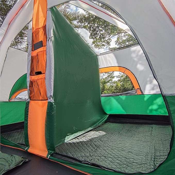 KTT Extra Large Tent 10-12-14 Person(Style-B),Family Cabin Tents,2 Rooms,3 Doors and 3 Windows with Mesh,Straight Wall,Waterproof,Double Layer,Big Tent for Outdoor,Picnic,Camping,Family Gathering