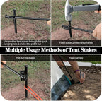Tent Stakes and Hammer Set, 16 Pack 8in Heavy Duty Forged Steel Tent Stakes + 12in Heavy Duty Camping Hammer + Storage Pouch, Available in Rocky Place
