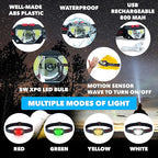 Skywin Hard Hat Light, Headlamp Rechargeable, Lightweight USB, XPG+COB 3 LED 200 Lumen Camping Helmet Light for Adults with Red Light IP44 Waterproof (Hard Hat Not Incl)