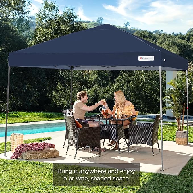 Best Choice Products 10x10ft Pop Up Canopy Tent, Outdoor Shade, 1 Person 1 Minute Set Up, Carry Case, 4 Weight Bags - Navy Blue