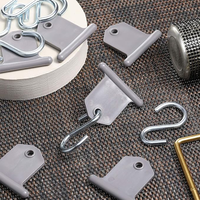 BBTO Rv Awning Hooks for Lights Camping Awning Accessory Hangers S Shaped Hooks Set Rv Party Light Hangers for Christmas Party Camping Tent Indoor and Outdoor Supplies (Grey and Silver,12 Pairs)
