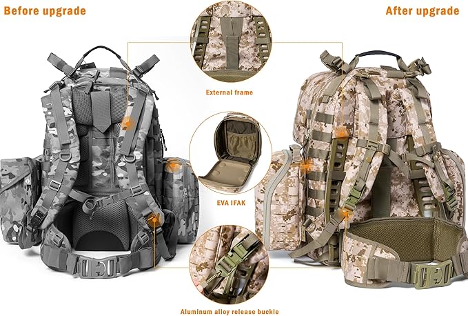 MT Military MOLLE 2 Medium Rucksack, Army Tactical Large Backpack, 3 Days Assault Pack