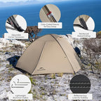 Naturehike Jiling 1/2 Person Backpacking Tent 4 Season Lightweight Tent for Hiking & Bikepacking Easy Setup 3000mm Waterproof Ultralight CampingTents for Outdoor Cycling