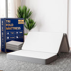 Greaton, 5-Inch Tri-Folding Gel Memory Foam Portable Floor Mattress | Breathable Mesh, Ultra Soft, Cot Pad, Removable and Washable Cover, Comfortable Support, Therapeutic Qualities, 31-Inch, White