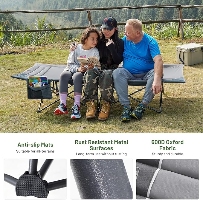 TIMBER RIDGE 31.8" Extra Wide Oversized Camping Cot for Adult, Easy Set Up Heavy Duty Sleeping Cot for Camping, Travel and Outdoors, Support up to 450lbs, Grey