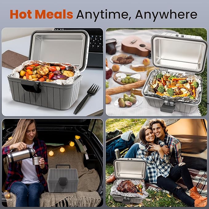Gideon Heated Electric Lunch Box 12-Volt Portable Stove For Car, Truck, Camping, Etc. - Enjoy Hot Delicious Meals